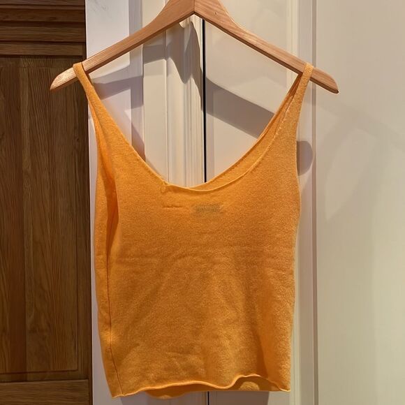 🎀 Vince 100% cashmere orange lightweight knit tank top xxs - Picture 10 of 12